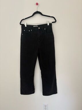 Madewell Women Black Slim Wide Leg Crop Denim Jeans High Rise